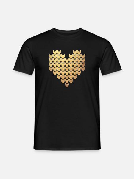 Heart Knitting Pattern Gold Exclusive Love Winter - Men's T-Shirt - black