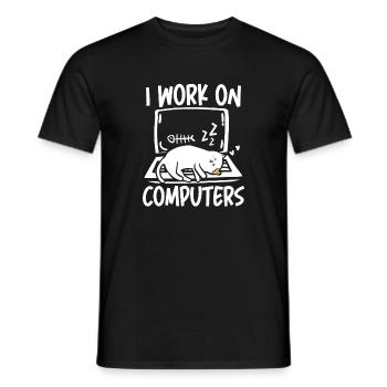I work on computers - Männer T-Shirt - Schwarz - Vorne - AI Model Male 178 light (178cm)