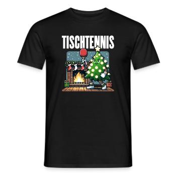 Ping Pong Arbre de Noël Costume Arbre de Noël Père Noël - T-shirt homme - noir - Devant - AI Model Male 178 light (178cm)