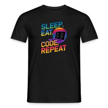 Sleep Eat Code Repeat Geschenk für Coder - Männer T-Shirt - Schwarz - Vorne - AI Model Male 178 light (178cm)