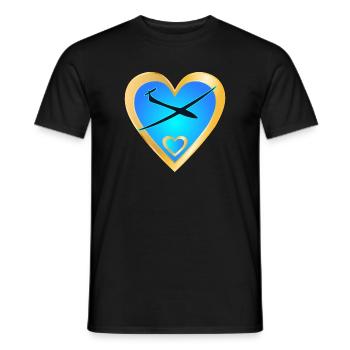 SEGELFLUGZEUG PILOTIN HERZ LUFTSPORT - Männer T-Shirt - Schwarz - Vorne - AI Model Male 178 light (178cm)