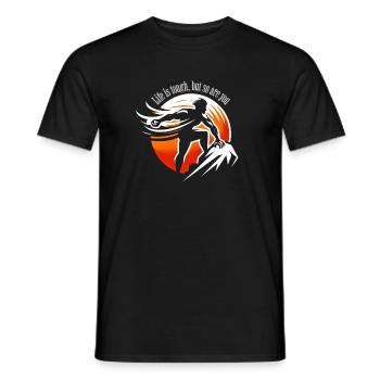 Spruch Shirt,Das Leben ist hart,aber du bist es - Männer T-Shirt - Schwarz - Vorne - AI Model Male 178 light (178cm)