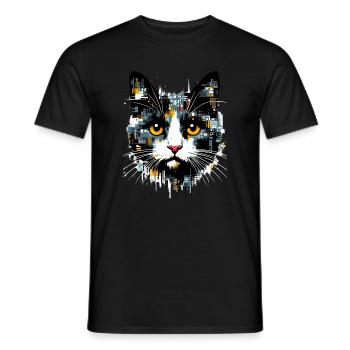 Cat - Men's T-Shirt - black - Front - AI Model Male 178 light (178cm)
