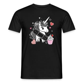 Licorne avec plâtre et cupcake - Bon rétablissement - T-shirt homme - noir - Devant - AI Model Male 178 light (178cm)