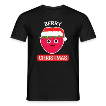 BERRY CHRISTMAS Weihnachten Erdbeere - Männer T-Shirt - Schwarz - Vorne - AI Model Male 178 light (178cm)