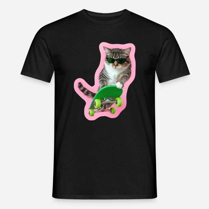 Cool Cat: Board-Style pur - Männer T-Shirt - Schwarz