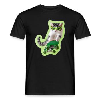 Skaterkat : Retro Cool sur quatre roues - T-shirt homme - noir - Devant - AI Model Male 178 light (178cm)