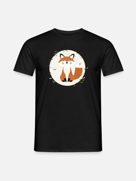Smiling Fox – Playful Nature Illustration - Men's T-Shirt - black