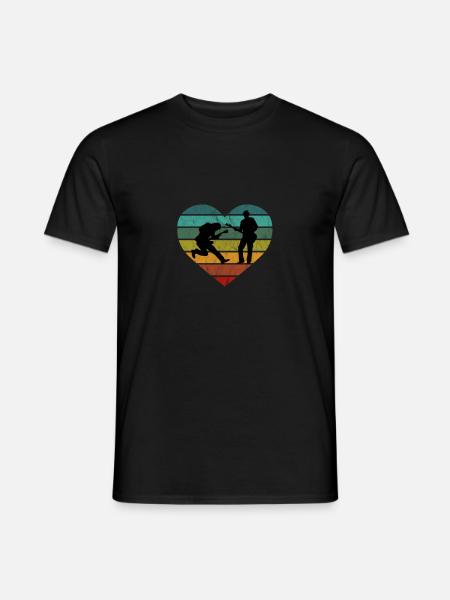 Electric Guitar Bass Heart Retro Silhouette - Men's T-Shirt - black