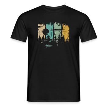 Retro Moon & Forest Design – Free Lettering & Nature - Men's T-Shirt - black - Front - AI Model Male 178 light (178cm)