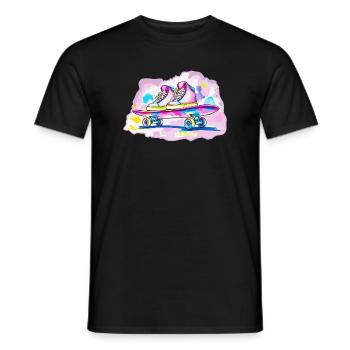 Skateboard with shoes - Men's T-Shirt - black - Front - AI Model Male 178 light (178cm)