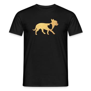 Herz Chihuahua Gold Hunde Fan Liebe Love Wauwau - Männer T-Shirt - Schwarz - Vorne - AI Model Male 178 light (178cm)