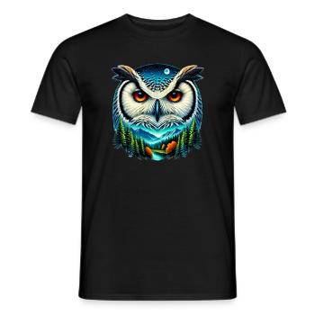 Eule - Männer T-Shirt - Schwarz - Vorne - AI Model Male 178 light (178cm)