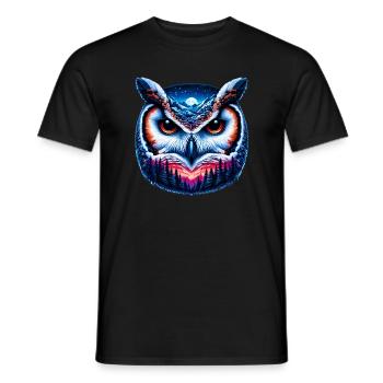 Eule - Männer T-Shirt - Schwarz - Vorne - AI Model Male 178 light (178cm)