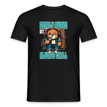 Bearly Awake - Funny Bear Design - Men's T-Shirt - black - Front - AI Model Male 178 light (178cm)