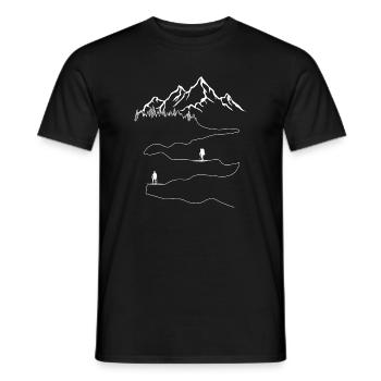 Minimalist Mountain Landscape Illustration - Men's T-Shirt - black - Front - AI Model Male 178 light (178cm)