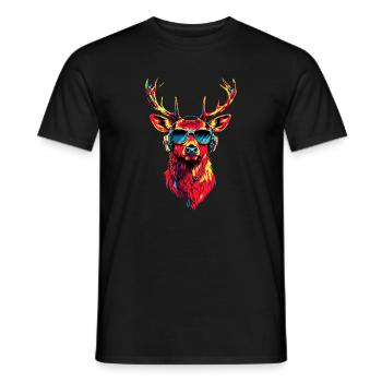 Deer, Antlers, Hunting, Deer, Reindeer, Red Deer, Hunter - Men's T-Shirt - black - Front - AI Model Male 178 light (178cm)