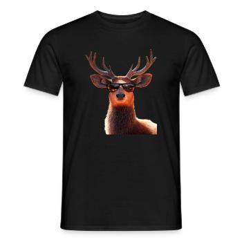 Deer, Antlers, Hunting, Deer, Reindeer, Red Deer, Hunter - Men's T-Shirt - black - Front - AI Model Male 178 light (178cm)