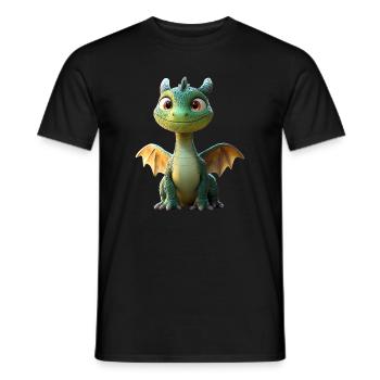 Drache Kleiner Grüner Baby Drache Süße Drachen - Männer T-Shirt - Schwarz - Vorne - AI Model Male 178 light (178cm)