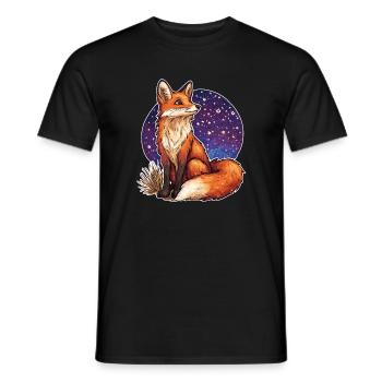 Fox and starry sky - Men's T-Shirt - black - Front - AI Model Male 178 light (178cm)