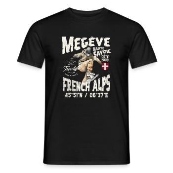 Vintage Französische Alpen Skateboarder Design - Männer T-Shirt - Schwarz - Vorne - AI Model Male 178 light (178cm)