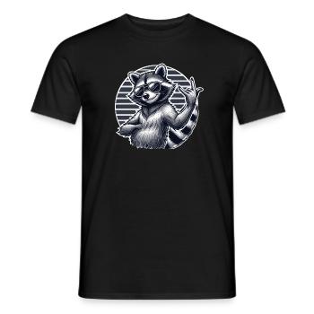 Waschbär mit Rock Pose Raccoon Rock Musik Musiker - Männer T-Shirt - Schwarz - Vorne - AI Model Male 178 light (178cm)