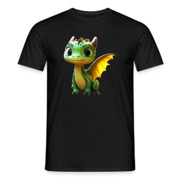 Drache Kleiner Grüner Baby Drache Süße Drachen - Männer T-Shirt - Schwarz - Vorne - AI Model Male 178 light (178cm)