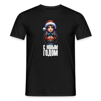 Matriochka russe Noël Russie - T-shirt homme - noir - Devant - AI Model Male 178 light (178cm)