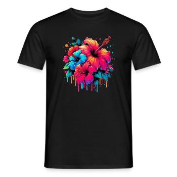 Fleurs d’hibiscus - T-shirt homme - noir - Devant - AI Model Male 178 light (178cm)