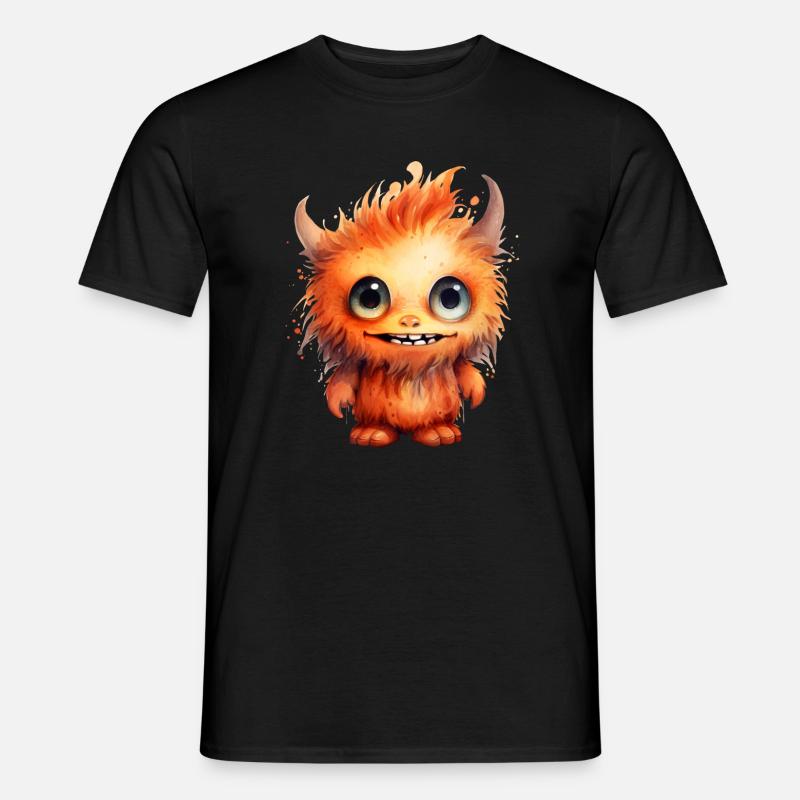Flammenfell Freund Monster - Männer T-Shirt - Schwarz