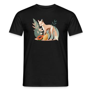 Elegant fox with tropical fruits - Men's T-Shirt - black - Front - AI Model Male 178 light (178cm)