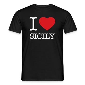 I LOVE SICILY Sizilien - Männer T-Shirt - Schwarz - Vorne - AI Model Male 178 light (178cm)