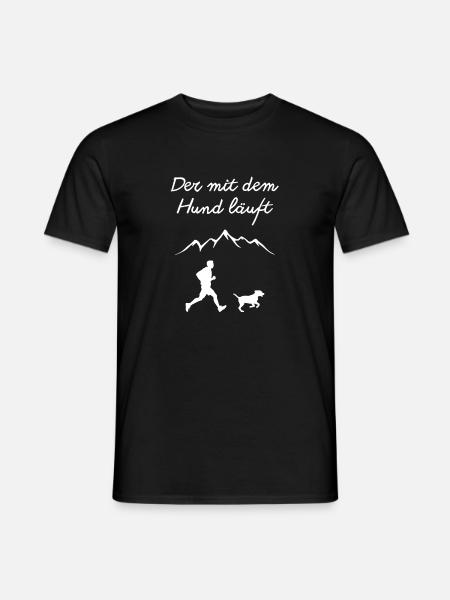 Läufer mit Hund vor Berglandschaft - Männer T-Shirt - Schwarz