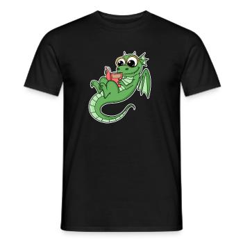 Drache Bücher Buch Lesen - Männer T-Shirt - Schwarz - Vorne - AI Model Male 178 light (178cm)