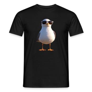 Seagull, Beach, Sea, North Sea, Baltic Sea, Herring Gull, Seagulls - Men's T-Shirt - black - Front - AI Model Male 178 light (178cm)