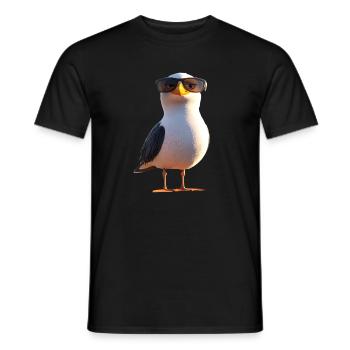 Seagull, Beach, Sea, North Sea, Baltic Sea, Herring Gull, Seagulls - Men's T-Shirt - black - Front - AI Model Male 178 light (178cm)