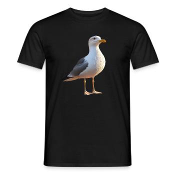 Seagull, Beach, Sea, North Sea, Baltic Sea, Herring Gull, Seagulls - Men's T-Shirt - black - Front - AI Model Male 178 light (178cm)