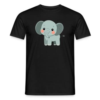 Éléphant mignon et heureux - Adorable dessin animé - T-shirt homme - noir - Devant - AI Model Male 178 light (178cm)