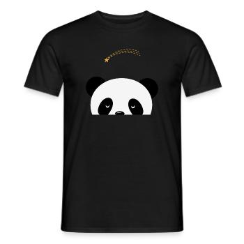Dreaming panda with shooting star - Men's T-Shirt - black - Front - AI Model Male 178 light (178cm)