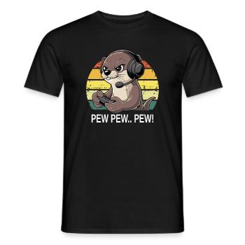 Pew Pew Gamer Otter - Männer T-Shirt - Schwarz - Vorne - AI Model Male 178 light (178cm)