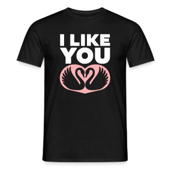Romantic Swan Couple with I Like You - Men's T-Shirt - black - Front - AI Model Male 178 light (178cm)