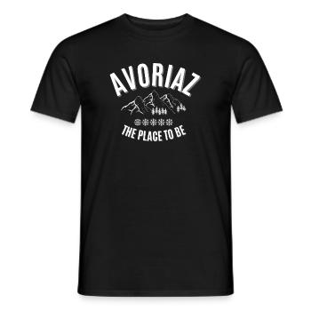Avoriaz, ski resort, winter sports - Men's T-Shirt - black - Front - AI Model Male 178 light (178cm)