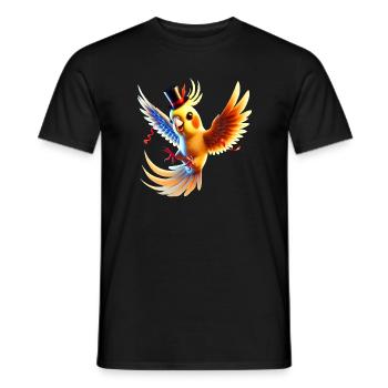 Cockatiel is partying - Men's T-Shirt - black - Front - AI Model Male 178 light (178cm)