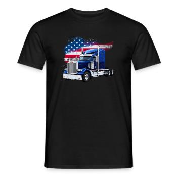 US LKW-Mit Amerika Flagge - Fahrer/Trucker - Männer T-Shirt - Schwarz - Vorne - AI Model Male 178 light (178cm)