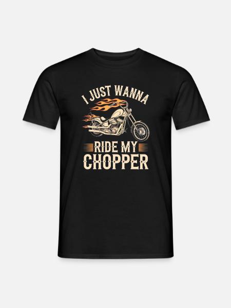 Flaming Chopper Motorcycle - Men's T-Shirt - black