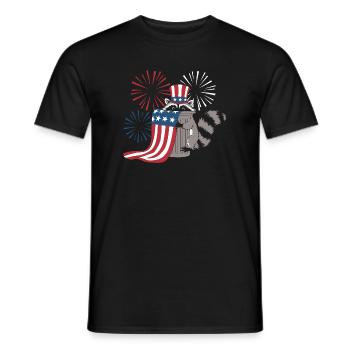 Patriotisches Waschbär-Feuerwerk - Männer T-Shirt - Schwarz - Vorne - AI Model Male 178 light (178cm)