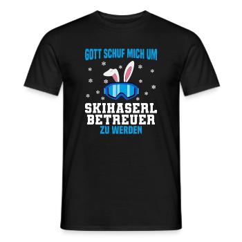 Skihaserl Betreuer Skifahren - Männer T-Shirt - Schwarz - Vorne - AI Model Male 178 light (178cm)