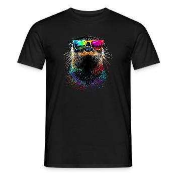 Loutre Loutre de mer Loutre Loutre Martre amour Loutre mignonne - T-shirt homme - noir - Devant - AI Model Male 178 light (178cm)