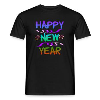 Conception de vœux du Nouvel An avec feux d’artifice et couleurs - T-shirt homme - noir - Devant - AI Model Male 178 light (178cm)