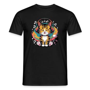 Musik Katze Notenschlüssel Design für Musiker und - Männer T-Shirt - Schwarz - Vorne - AI Model Male 178 light (178cm)